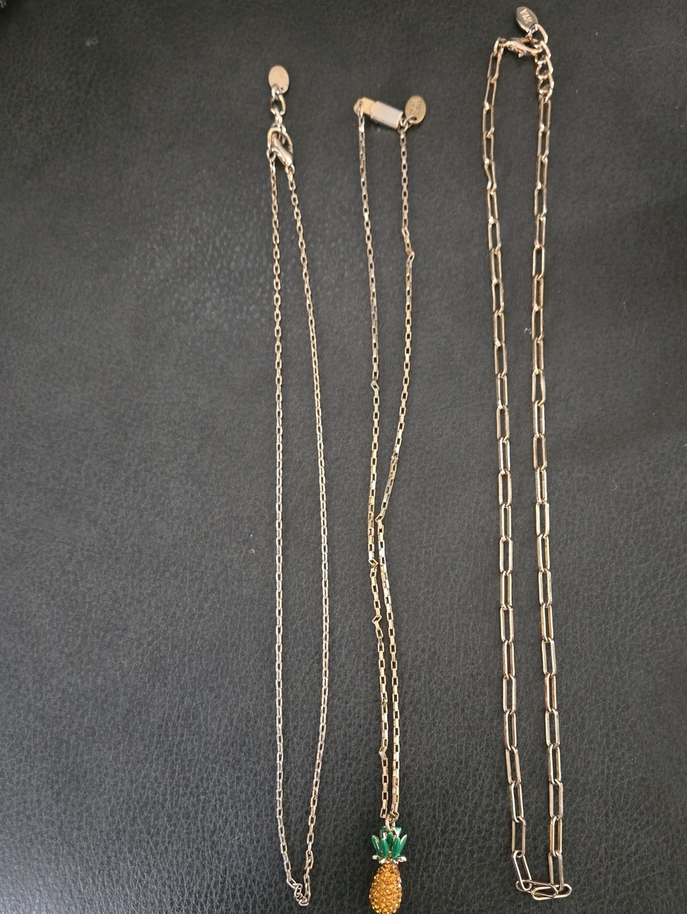 Zara Gold-Tone Pineapple Pendant Necklace,paper Clip Necklace, Chain Necklace.